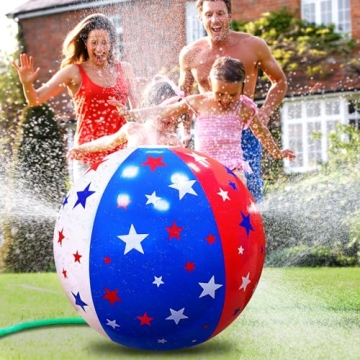 35" Inflatable American Flag Sprinkler for Kids Summer Fun