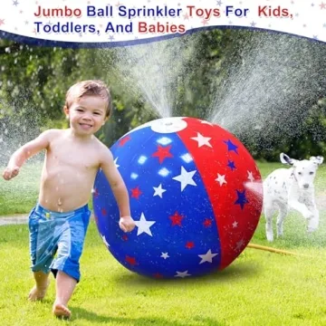 35" Inflatable American Flag Sprinkler for Kids Summer Fun