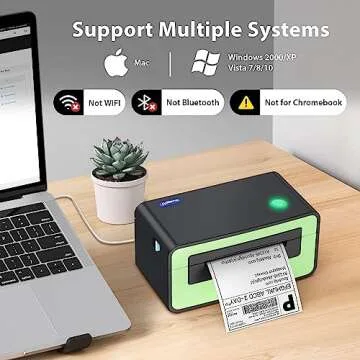 POLONO Thermal Label Printer, 4x6 Shippping Label Printer for Shipping Package, Commercial Thermal Label Maker, Compatible with Amazon, Ebay, Etsy, Shopify, etc, Support Windows and Mac (Green)