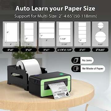 POLONO Thermal Label Printer, 4x6 Shippping Label Printer for Shipping Package, Commercial Thermal Label Maker, Compatible with Amazon, Ebay, Etsy, Shopify, etc, Support Windows and Mac (Green)