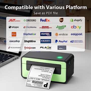 POLONO Thermal Label Printer, 4x6 Shippping Label Printer for Shipping Package, Commercial Thermal Label Maker, Compatible with Amazon, Ebay, Etsy, Shopify, etc, Support Windows and Mac (Green)