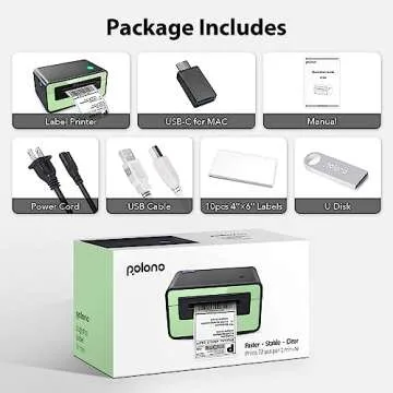 POLONO Thermal Label Printer, 4x6 Shippping Label Printer for Shipping Package, Commercial Thermal Label Maker, Compatible with Amazon, Ebay, Etsy, Shopify, etc, Support Windows and Mac (Green)