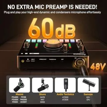 MAONO Streaming Audio Mixer, Audio Interface with Pro-preamp, Bluetooth, Built-in Battery, Noise Can...