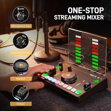 MAONO Streaming Audio Mixer, Audio Interface with Pro-preamp, Bluetooth, Built-in Battery, Noise Cancellation, 48V Phantom Power for Live Streaming, Podcast Recording, Gaming MaonoCaster AMC2 NEO
