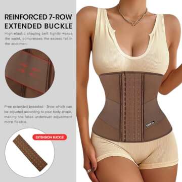 KIMIKAL Corset Waist Trainer for Women Lower Belly Fat Brown Latex Corset Top Belt:Under Clothes Spo...