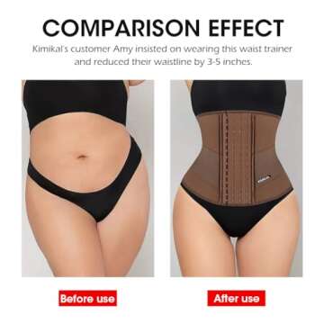 KIMIKAL Corset Waist Trainer for Women Lower Belly Fat Brown Latex Corset Top Belt:Under Clothes Sport Tummy Control Long Torso Shapewear XS