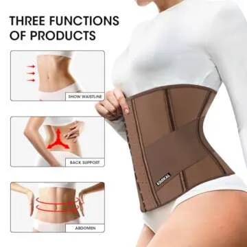 KIMIKAL Corset Waist Trainer for Women Lower Belly Fat Brown Latex Corset Top Belt:Under Clothes Sport Tummy Control Long Torso Shapewear XS
