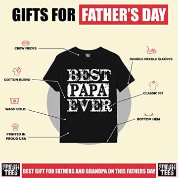 fresh tees Best Papa Ever T Shirt | Father's Day Shirt | Funny Gifts for Husband Dad Grandpa (2X-Large, Royal Blue)