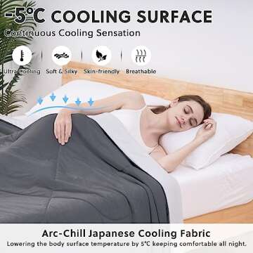 HOMFINE Cooling Comforter Japanese Double-Sided Cold Tech Fabric Cooling Blanket for Night Sweats Ho...