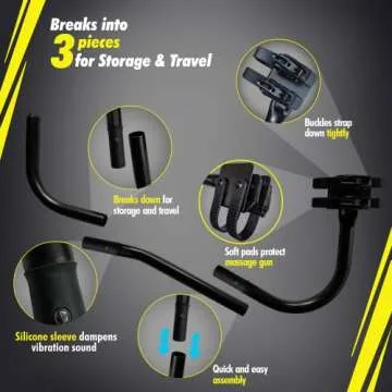 Ninefold Design BackBadger Percussive Massage Gun Holder for Back, Compatible with Most Massage Guns, for Hard to Reach Areas - Black