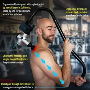 Ninefold Design BackBadger Percussive Massage Gun Holder for Back, Compatible with Most Massage Guns, for Hard to Reach Areas - Black