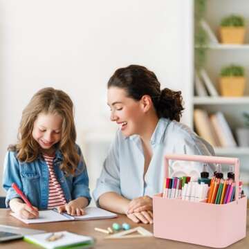 LAFARA Multipurpose Caddy Organizer with Handle and Adjustable Divider, Portable Art Supply Storage ...