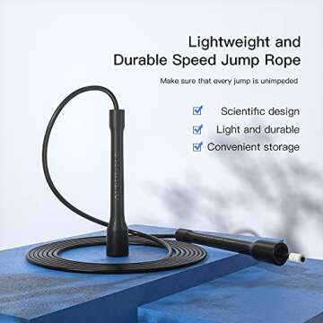 APLUGTEK Speed Jump Rope, Tangle-Free Fast Jumping Ropes for Fitness and Exercise, Adjustable Skipping Rope - Boxing, Gym, MMA, Cardio and Endurance Training
