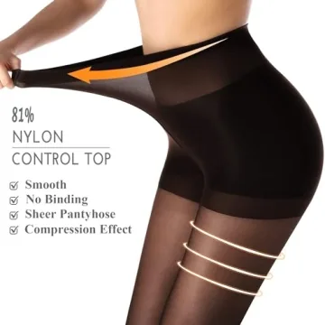 HA WA Black Tights for Women, 3 Pack Sheer Pantyhose