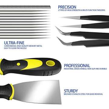 MUSCCCM 15 Pcs 3D Printer Nozzle Cleaning Kit - Premium 3D Print Tweezers Removal Tool Kit Spatula Palette Knife for Cleaning Printers