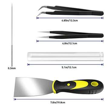 MUSCCCM 15 Pcs 3D Printer Nozzle Cleaning Kit - Premium 3D Print Tweezers Removal Tool Kit Spatula Palette Knife for Cleaning Printers