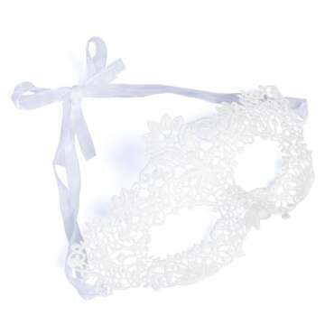 The Lace Mask Co. Luxury Women's Lace Masquerade Prom Halloween Carnival Mask Ball (White)