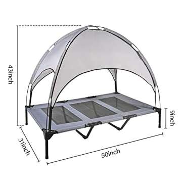 Midrising Elevated Dog Bed with Canopy,Outdoor Dog Bed with Removable Canopy,Portable Raised Pet Cot...