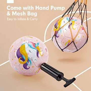 hahaland Size 3 Soccer Ball for Kids with Pump & Mesh Bag - Glitter Unicorns Soccer Ball Gifts for Girls 3 Year Old -Sports & Outdoor Play Toys for Baby Girls Boys Ages 2 3 4 5 6 7 8