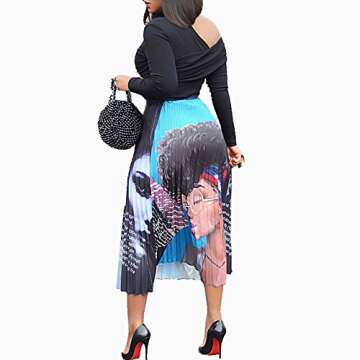 Alicharm Cartoon Printed Pleated Skirt for Women and Teens