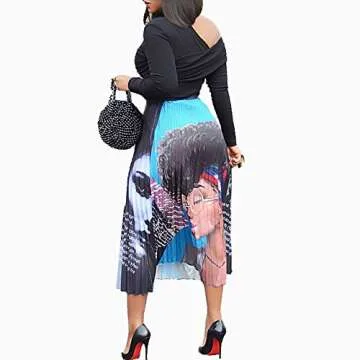 Alicharm Cartoon Printed Pleated Skirt for Women and Teens