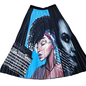 Alicharm Cartoon Printed Pleated Skirt for Women and Teens
