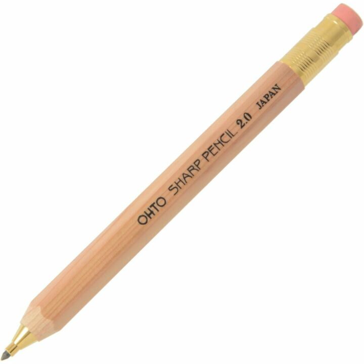 OHTO 2.0mm Mechanical Pencil with Eraser - Natural