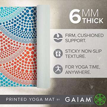 Gaiam Yoga Mat Premium Print Extra Thick Non Slip Exercise and Fitness Mat for All Types of Yoga, Pilates and Floor Workouts, Alterra, 6mm
