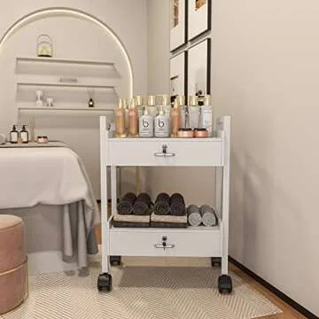 2-Layer Salon Beauty Cabinet Cart with Lockable Drawers