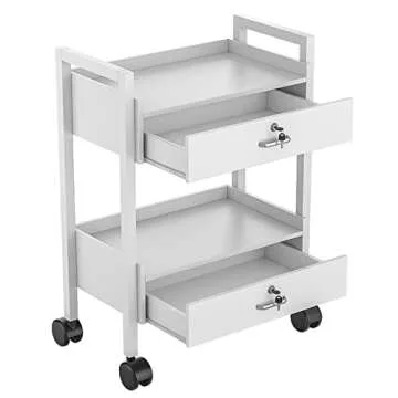 2-Layer Salon Beauty Cabinet Cart with Lockable Drawers
