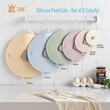 GUANCI Silicone Lids Set 8 Pack for Easy Food Storage