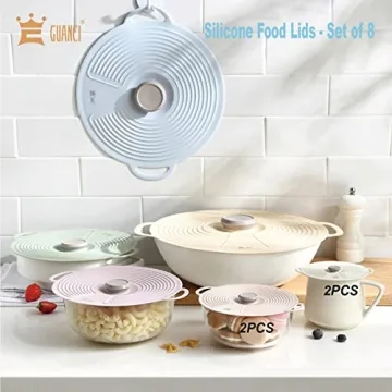 GUANCI Silicone Lids Set 8 Pack for Easy Food Storage