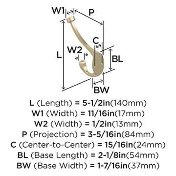 Decorative Double Prong Wall Hook for Coats & Bags