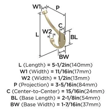Decorative Double Prong Wall Hook for Coats & Bags