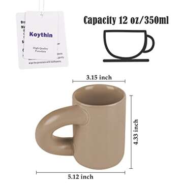 Koythin Ceramic Coffee Mug, Cute Creative Crooked Handle Mug Design for Office and Home, Dishwasher ...