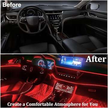 YUGUANG Interior Car LED Strip Lights, 5 in 1 Ambient Lighting Car Kits with USB Control 16 Million ...