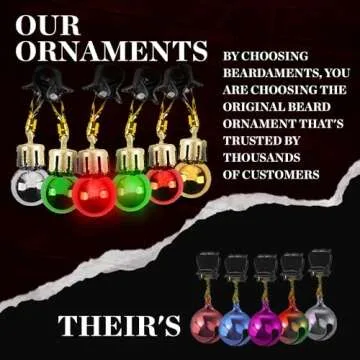 Beardaments Beard Lights - Light-Up Beard Ornaments for Men - Colorful Christmas Beard Baubles with Easy Clip Attachment - Funny Christmas Ornaments - 16pc