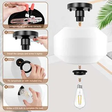 Elegant Industrial Ceiling Light with Frosted Glass Shade