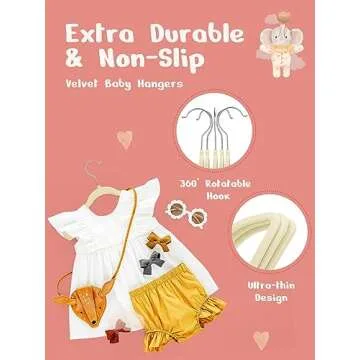 HOUSE DAY Velvet Baby Hangers 50 Pack, Premium Children's Hangers for Baby, Infant & Toddler Clothes, Durable Non Slip Baby Felt Hangers Beige, 11 Inch Baby Hangers for Closet, Ideal for Everyday Use