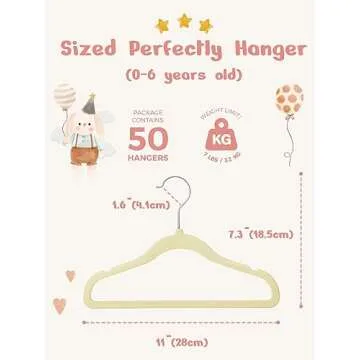 HOUSE DAY Velvet Baby Hangers 50 Pack, Premium Children's Hangers for Baby, Infant & Toddler Clothes, Durable Non Slip Baby Felt Hangers Beige, 11 Inch Baby Hangers for Closet, Ideal for Everyday Use