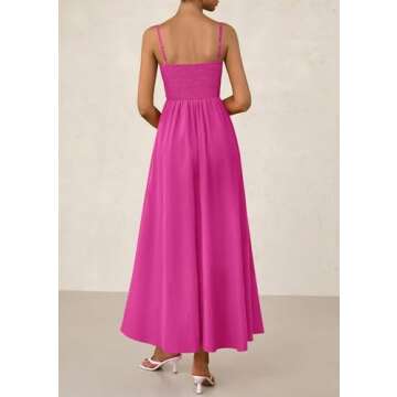 PRETTYGARDEN Women's Smocked Maxi Dresses 2025 Summer Beach Sundress Casual Spaghetti Strap Swing A ...