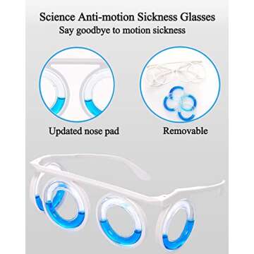 LSYEE Anti- Motion Sickness Glasses,Motion Sickness Bands(Random Color),Motion Sickness Patch,Antiemetic,Three in One Package for Adults or Kids