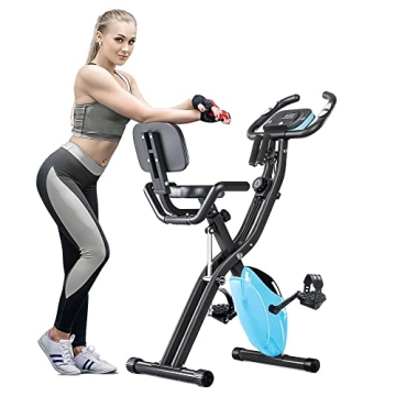 Merax Folding 3 in 1 Adjustable Exercise Bike with Bands