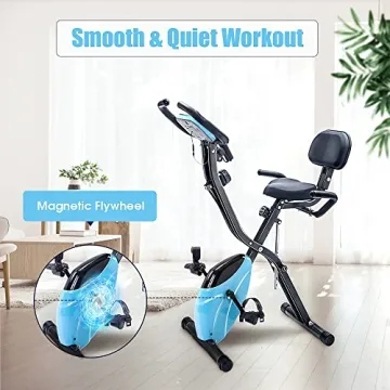 Merax Folding 3 in 1 Adjustable Exercise Bike with Bands