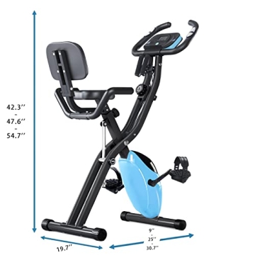 Merax Folding 3 in 1 Adjustable Exercise Bike with Bands