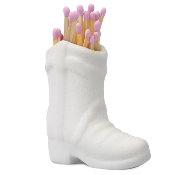 Cowboy Boot Match Holder With Striker - Coastal Home Ceramic Cowgirl Boot Decor Aesthetic Small Cute...