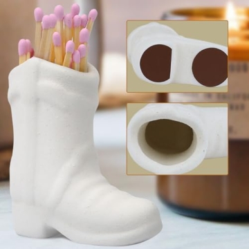 Cowboy Boot Match Holder - Cute Ceramic Decor for Home