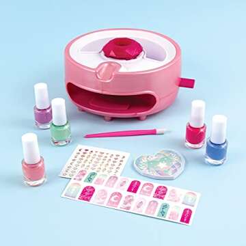 Make It Real Light Magic Nail Dryer & Polish Set for Girls & Teens - 5 Vibrant Nail Colors, Art Stickers, Nail File, Cuticle Pusher & Dryer - Water-Based, Non-Toxic Polish Perfect Spa Day Manicures
