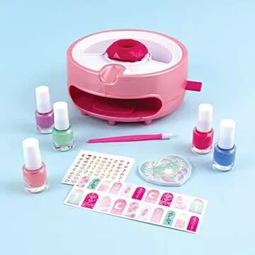 Make It Real Light Magic Nail Dryer & Polish Set for Girls & Teens - 5 Vibrant Nail Colors, Art Stickers, Nail File, Cuticle Pusher & Dryer - Water-Based, Non-Toxic Polish Perfect Spa Day Manicures