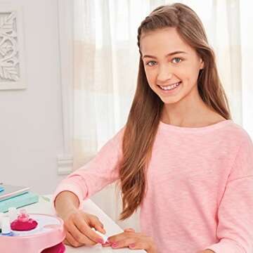 Make It Real Light Magic Nail Dryer & Polish Set for Girls & Teens - 5 Vibrant Nail Colors, Art Stickers, Nail File, Cuticle Pusher & Dryer - Water-Based, Non-Toxic Polish Perfect Spa Day Manicures